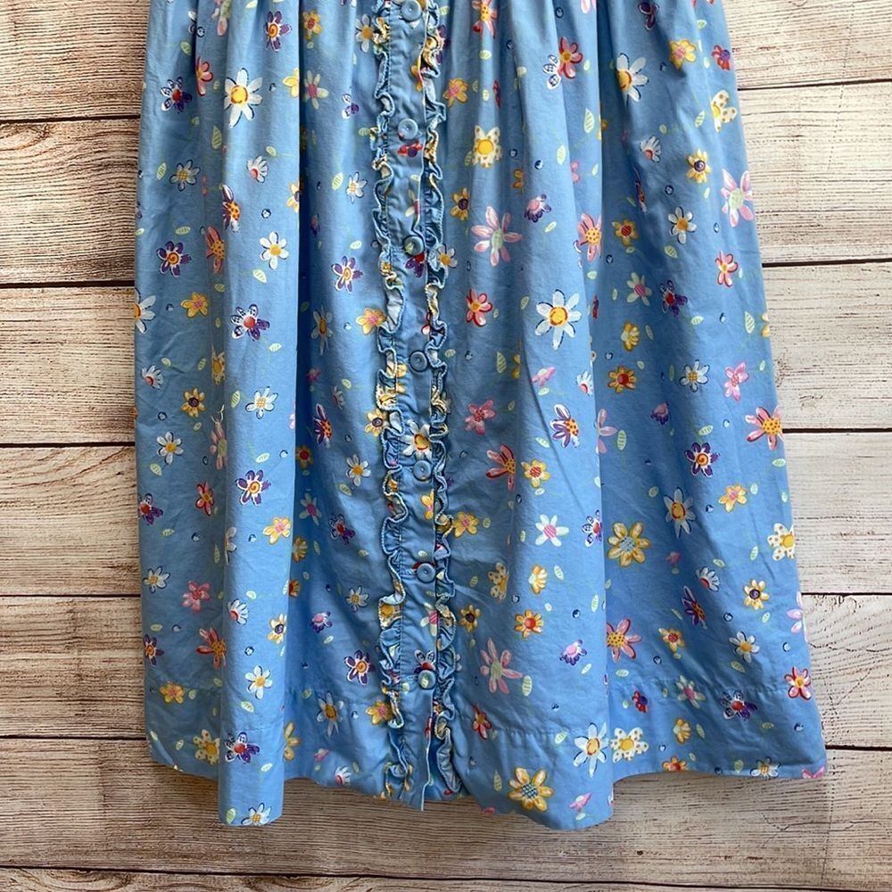 VINTAGE STRASBURG RUFFLE FRONT DRESS IN‎ BLUE FLORAL PRINT - Picture 3 of 5